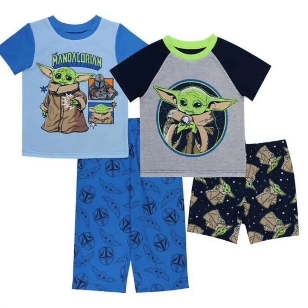 Disney Boy's Star Wars Mandalorian Graphic 4 Piece Pajama Set Size 4T nwt